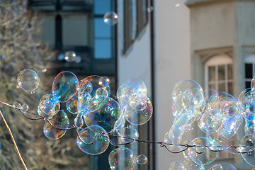 Image showing some soap bubbles outdoors