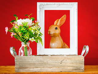 Image showing artificially bunch of flowers easter bunny holiday decoration ba