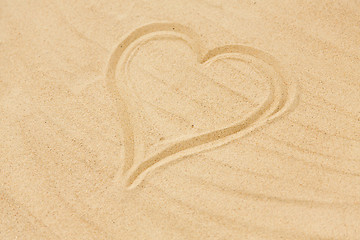 Image showing picture of heart in sand on summer beach