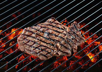 Image showing beef steak meat on grill