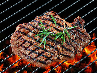 Image showing beef steak meat on grill