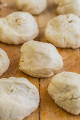 Image showing Fresh raw yeast dough buns 
