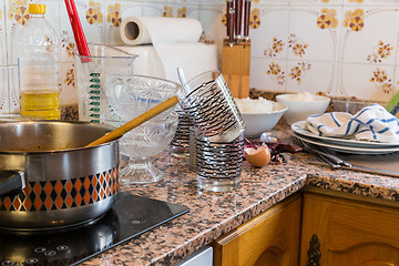 Image showing Messy kitchen in domestic household