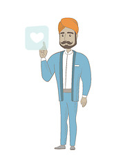 Image showing Businessman pressing web button with heart.