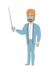 Image showing Young hindu businessman with a pointer.