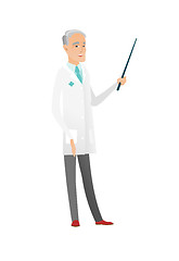 Image showing Senior caucasian doctor holding pointer stick.