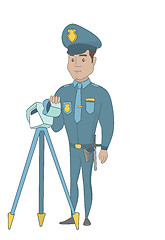 Image showing Policeman with radar for traffic speed control.