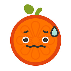 Image showing Emoji - worry orange with drop of sweat. Isolated vector.