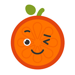 Image showing Emoji - winking orange with happy smile. Isolated vector.