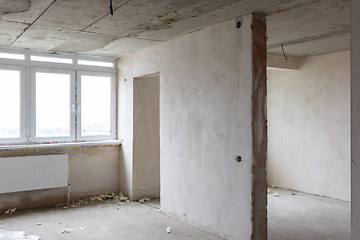 Image showing Interior of an empty room without repair in a new building