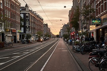 Image showing Amsterdam street view in the evening