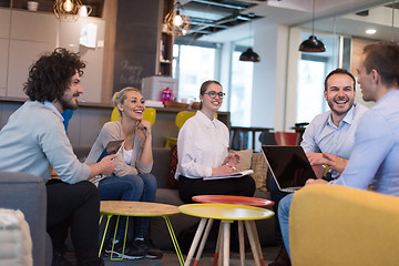 Image showing Startup Business Team At A Meeting at modern office building