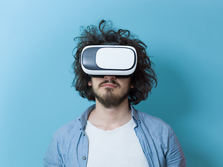 Image showing man using VR headset glasses of virtual reality