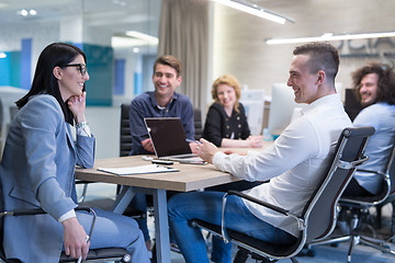 Image showing Startup Business Team At A Meeting at modern office building