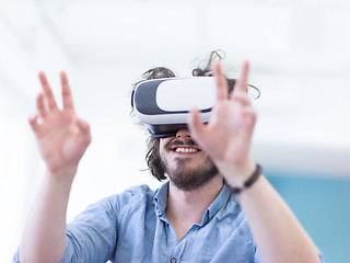 Image showing man using VR-headset glasses of virtual reality