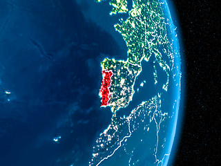 Image showing Portugal in red at night