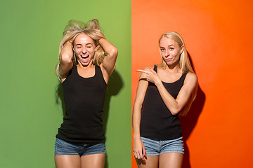 Image showing The happy business women standing and smiling