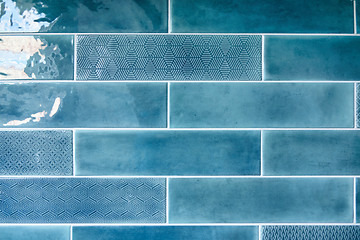 Image showing Blue background with ceramic tiles