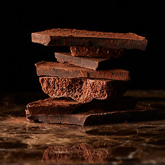 Image showing Stack dark chocolate