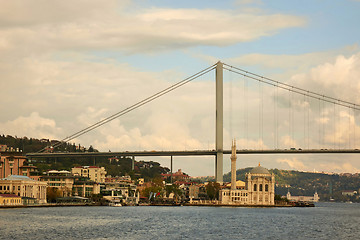 Image showing view of the Bosphorus Bridge and the Mosque