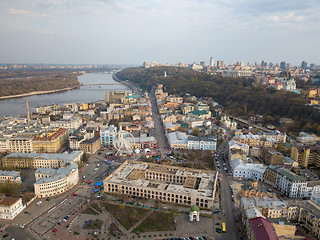 Image showing KIEV, UKRAINE - April 19, 2018: Cityscape on Kontraktova Square in Kiev city on spring.