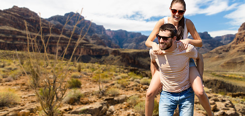 Image showing couple having fun in summer over grand canyon