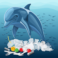 Image showing Environment Pollution Illustration And Dolphin