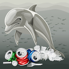 Image showing Environment Pollution Illustration And Dolphin