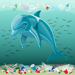 Image showing Environment Pollution Illustration And Dolphin