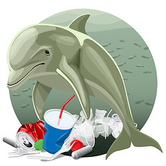 Image showing Environment Pollution Illustration And Dolphin