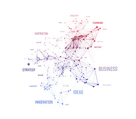 Image showing Big data business solution concept in word tag cloud with plexud dot and line connection. Vector geometric background