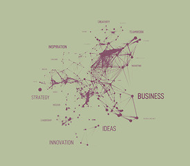 Image showing Big data business solution concept in word tag cloud with plexud dot and line connection. Geometric background