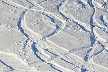 Image showing Ski Slope with Fresh Curves