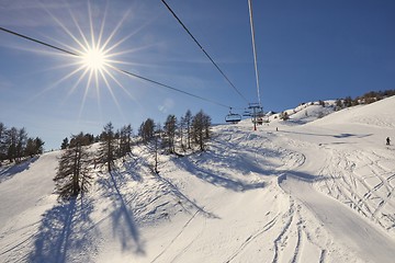 Image showing Ski lift at a ski resort