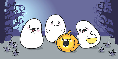 Image showing Cute Ghosts Celebrating Halloween