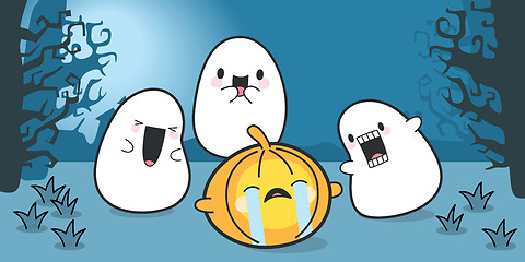 Image showing Cute Ghosts Celebrating Halloween