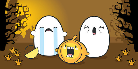 Image showing Cute Ghosts Celebrating Halloween