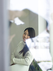 Image showing asian woman enjoying at home