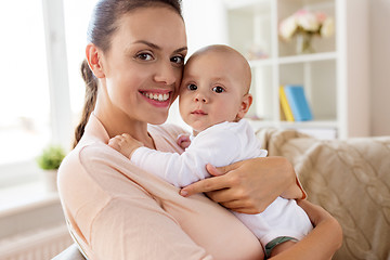 Image showing happy mother with little baby boy at home