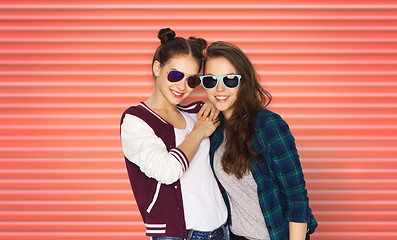 Image showing happy teenage girls or friends in sunglasses