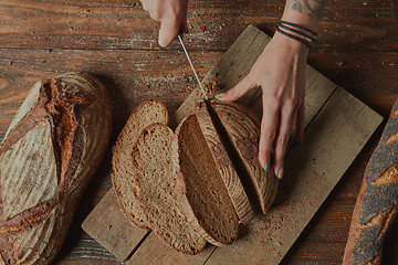 Image showing Sliced bread on a board