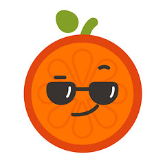 Image showing Emoji - cool orange with sunglasses. Isolated vector.