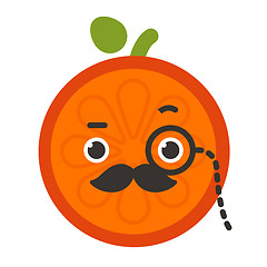 Image showing Emoji - gentleman orange smile with mustache and monocle. Isolated vector.