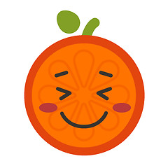 Image showing Emoji - enjoy orange with happy smile. Isolated vector.