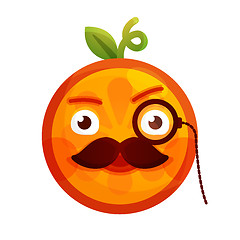 Image showing Emoji - gentleman orange smile with mustache and monocle. Isolated vector.