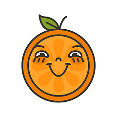 Image showing Emoji - enjoy orange with happy smile. Isolated vector.