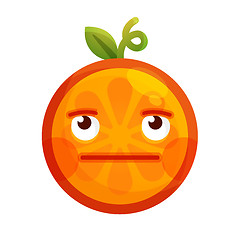 Image showing Emoji - no words straight orange smile. Isolated vector.