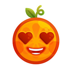 Image showing Emoji - orange in love with happy smile. Isolated vector.