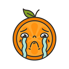 Image showing Emoji - tears crying orange. Isolated vector.