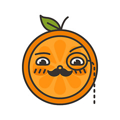 Image showing Emoji - gentleman orange smile with mustache and monocle. Isolated vector.